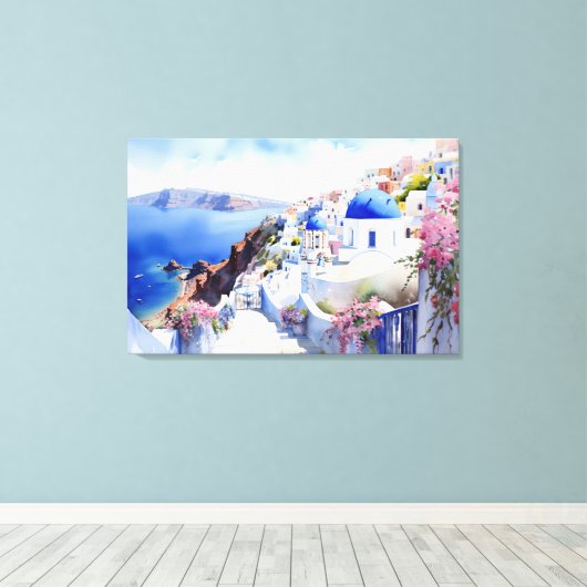 Oia, Santorini - Stretched Canvas Print (Insitu (Houten vloer))