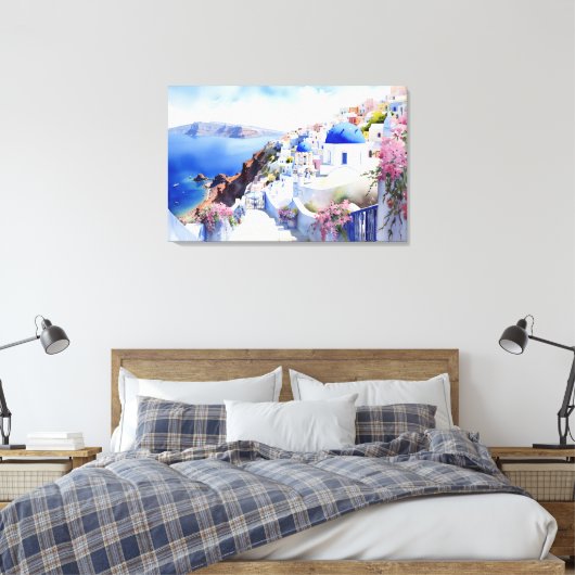 Oia, Santorini - Stretched Canvas Print (Insitu (Slaapkamer))