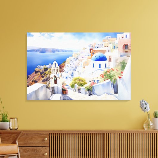 Oia, Santorini - Stretched Canvas Print (Insitu (Woonkamer))