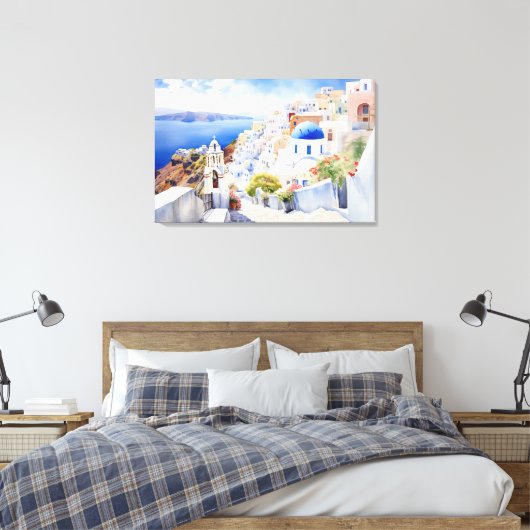 Oia, Santorini - Stretched Canvas Print (Insitu (Slaapkamer))