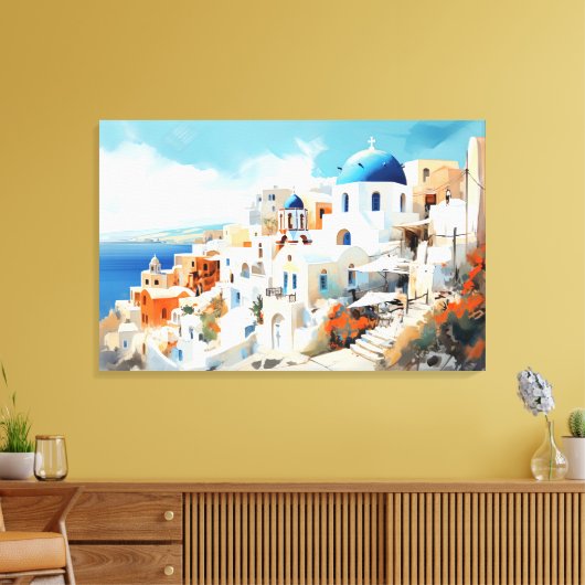 Oia, Santorini - Stretched Canvas Print (Insitu (Woonkamer))