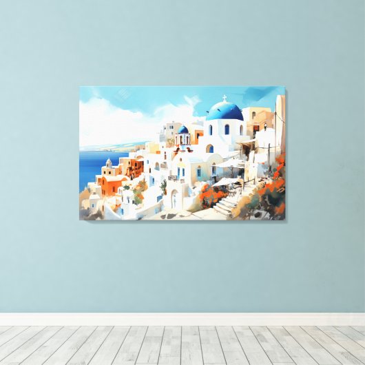 Oia, Santorini - Stretched Canvas Print (Insitu (Houten vloer))