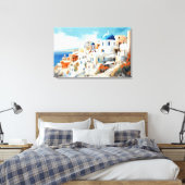 Oia, Santorini - Stretched Canvas Print (Insitu (Slaapkamer))