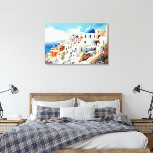 Oia, Santorini - Stretched Canvas Print (Insitu (Slaapkamer))