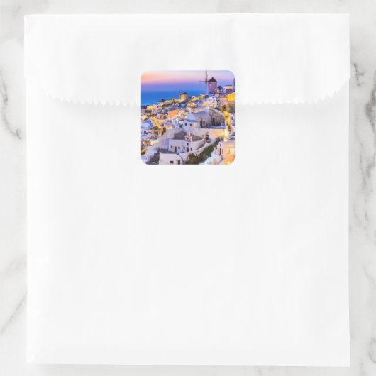 Oia Santorini Vierkante Sticker (Tas)