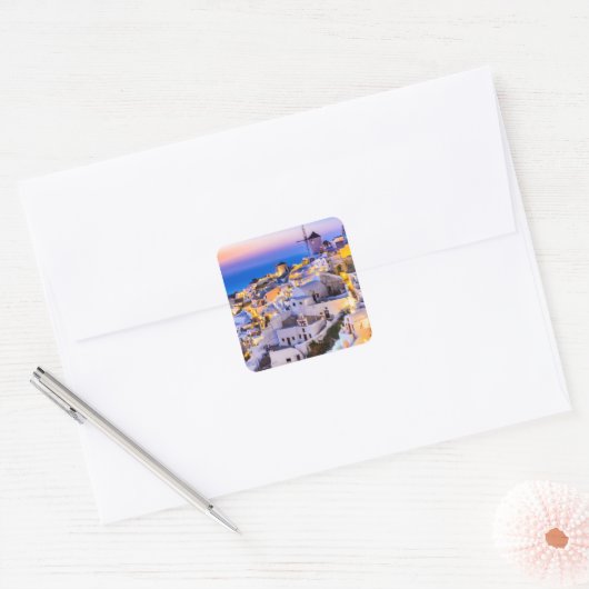 Oia Santorini Vierkante Sticker (Envelop)