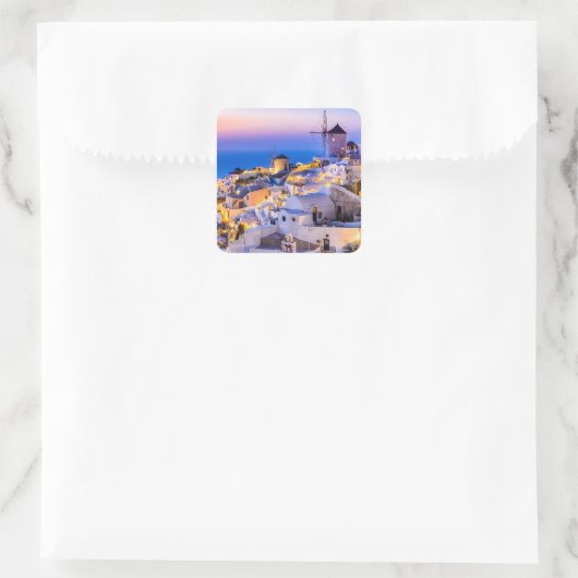Oia Santorini Vierkante Sticker (Tas)