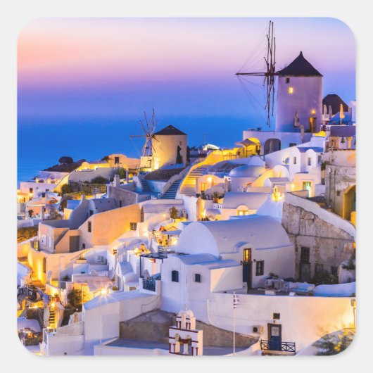 Oia Santorini Vierkante Sticker (Voorkant)