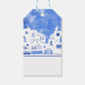 Oia Santorini Waterverf Painting Cadeaulabel (Achterkant)