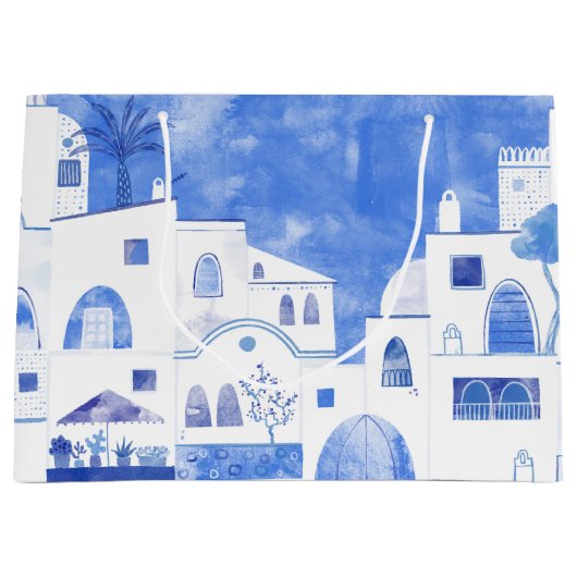 Oia Santorini Waterverf Painting Groot Cadeauzakje (Voorkant)