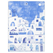Oia Santorini Waterverf Townscape Painting Klembord (Achterkant)