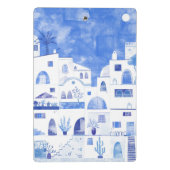 Oia Santorini Waterverf Townscape Painting Mini Klembord (Achterkant)