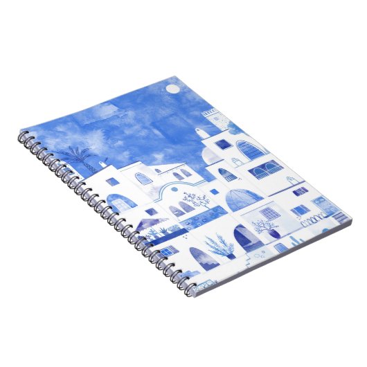 Oia Santorini Waterverf Townscape Painting Notitieboek (Rechterzijde)