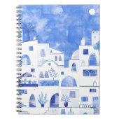 Oia Santorini Waterverf Townscape Painting Notitieboek (Voorkant)
