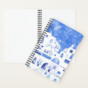 Oia Santorini Waterverf Townscape Painting Notitieboek