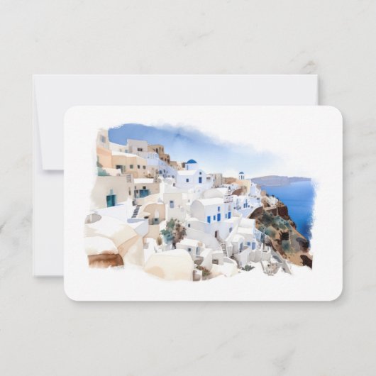 Oia Village on Santorini Island Wedding RSVP/Reply Kaart (Achterkant)
