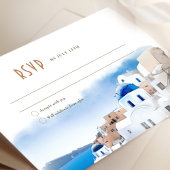 Oia Village on Santorini Island Wedding RSVP/Reply Kaart