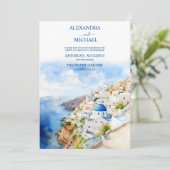Oia Village Santorini Island Greece Wedding Kaart (Staand voorkant)
