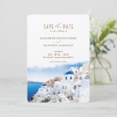 Oia Village Santorini Save the Date Wedding Italy Kaart (Staand voorkant)