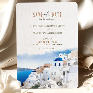 Oia Village Santorini Save the Date Wedding Italy Kaart