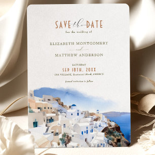 Oia Village Santorini Save the Date Wedding Italy Kaart