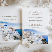 Oia Village Santorini Save the Date Wedding Italy Kaart