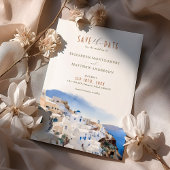 Oia Village Santorini Save the Date Wedding Italy Kaart