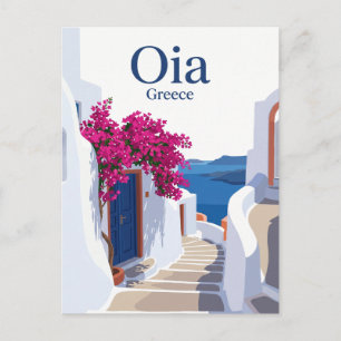 Oia Zijstraat Griekenland Briefkaart