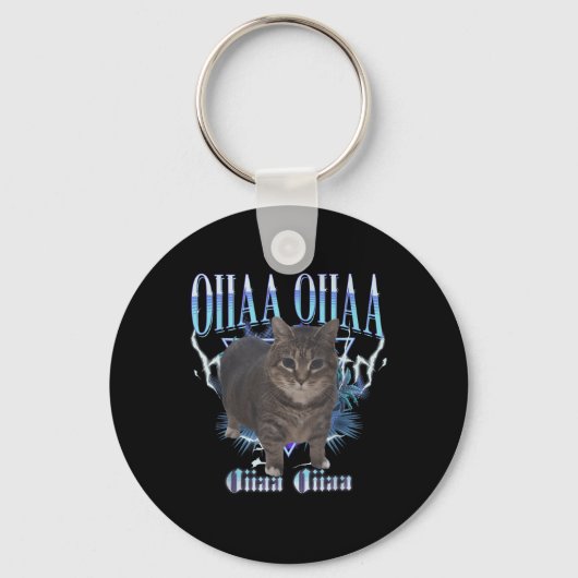Oiia Oiia Kat Hersenspoeling Sleutelhanger (Voorkant)