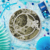 OIive Green Floral Toile No.1 Papieren Bordje (Feest)