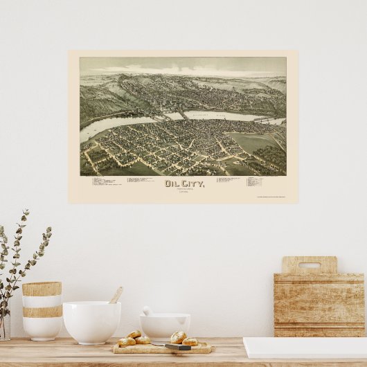 Oil City, PA Panoramic Map - 1896 Poster (Keuken)