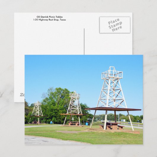 Oil Derrick Picnic Tables, I-20 Highway, Texas Briefkaart (Voorkant / Achterkant)