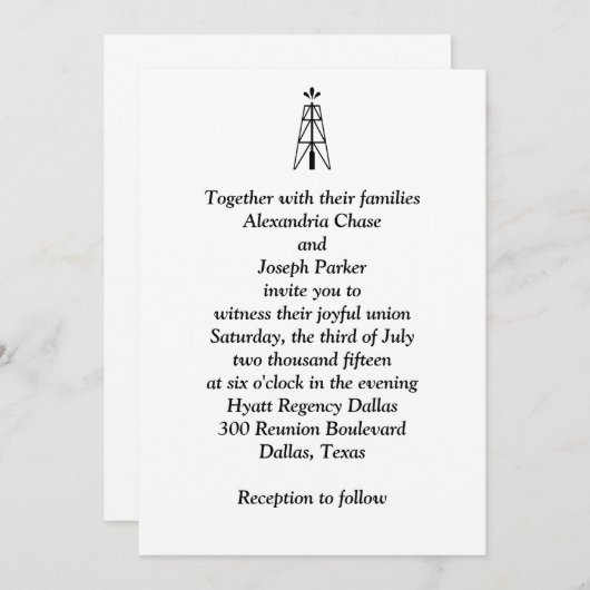 Oil Derrick Wedding | Uitnodiging (Voorkant / Achterkant)