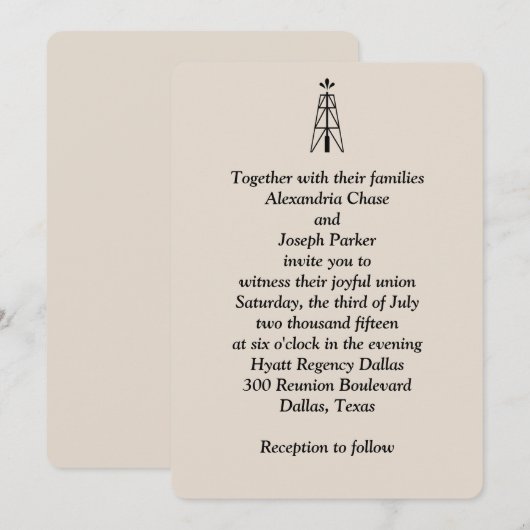 Oil Derrick Wedding | Uitnodiging (Voorkant / Achterkant)