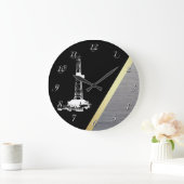 Oil Drilling Rig Gold and Silver Metal Look Grote Klok (Huis)