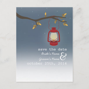 Oil Lamp Evening Outdoor Herfst Save the Date Aankondigingskaart