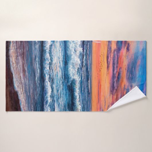 oil painting of Ocean and beach on canvas. Rich g Badhanddoek (Badhanddoek)