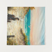 oil painting of ocean beach dunes with seagulls o wandkleed (Voorkant (horizontaal))