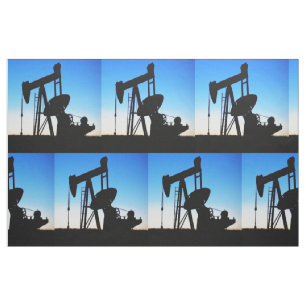 Oil Pump Jack Sunset Print Fabric 9-inch vierkant Stof