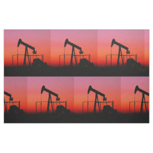 Oil Pump Jack Sunset Print Fabric 9-inch vierkant Stof
