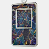 Oil Slick kerstversiering Verzilverd Omlijst Ornament (Links)