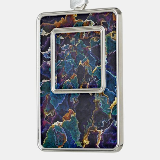 Oil Slick kerstversiering Verzilverd Omlijst Ornament (Links)