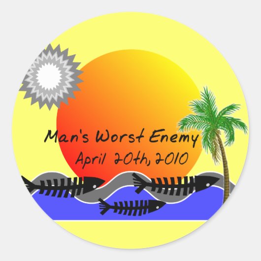 Oil Spill Disaster T-shirts Ronde Sticker (Voorkant)