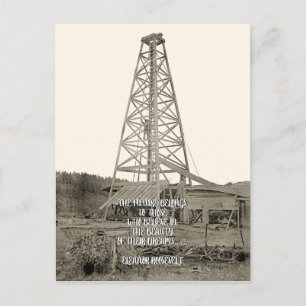 Oil Well Inspirerend Photo 1890 Antiek Feestdagenkaart