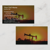 Oil well pomp at sunset, Illinois, VS.A. Visitekaartje (Voorkant / Achterkant)