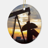 Oil Well Pump Jack Sunrise Keramisch Ornament (Links)