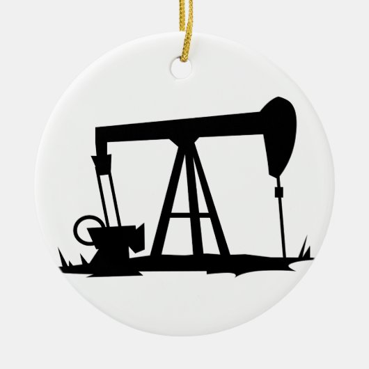OIL WELL SILHOUETTE KERAMISCH ORNAMENT (Voorkant)
