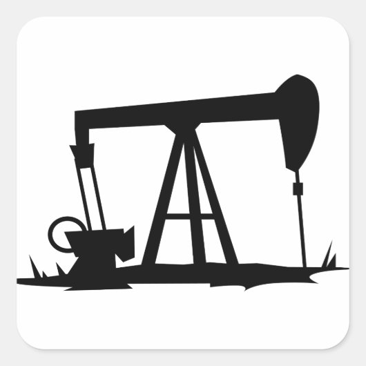 OIL WELL SILHOUETTE VIERKANTE STICKER (Voorkant)