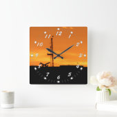 Oil Workover Rig White Numbers Vierkante Klok (Huis)