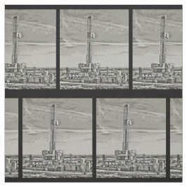 Oilfield Drilling Rig in Grey Tones Stof